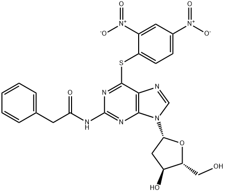 S6-(2,4-DINITROPHENYL)-N2-PHENYLACETYL-2''-DEOXYTHIOGUANOSINE Struktur