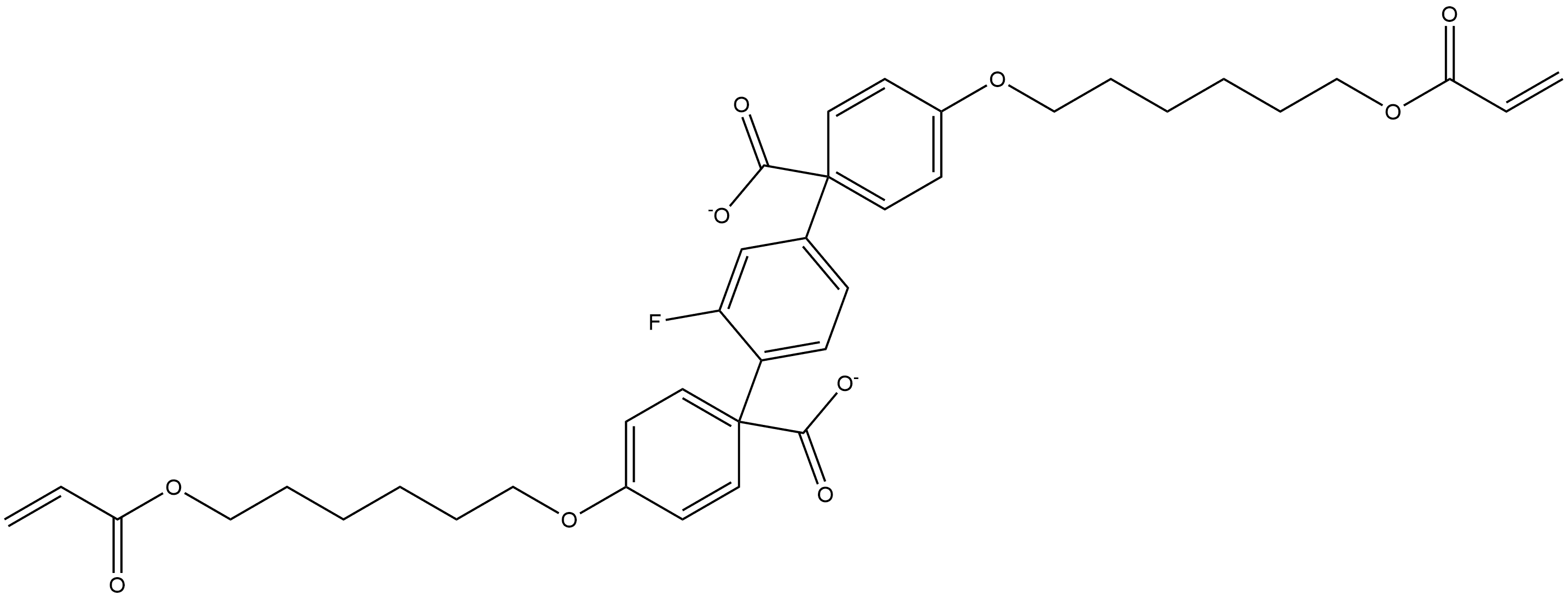 Benzoic acid, 4-[[6-[(1-oxo-2-propen-1-yl)oxy]hexyl]oxy]-, 1,1′-(2-fluoro-1,4-phenylene) ester Struktur