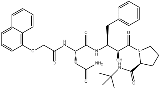 (S)-N-tert-butyl-3-[(2S,3S)-3-[(S)-2-(1-naphthoxyacetyl)aMinosuccinaMyl]aMino-2-hydroxy-4-phenylbutanoyl]pyrrolidine-2-carboxaMide|NoA-Asn-Phe-Psi<CH(OH)C(O)N>Pro-NHtBu|Noa-Asn-Apns-Pro-NHBut|NoA-Asn-Phe-Psi[CH(OH)C(O)N]Pro-NHtBu Struktur