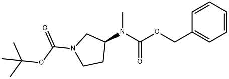 1-Pyrrolidinecarboxylic acid, 3-[methyl[(phenylmethoxy)carbonyl]amino]-, 1,1-dimethylethyl ester, (3S)- Struktur