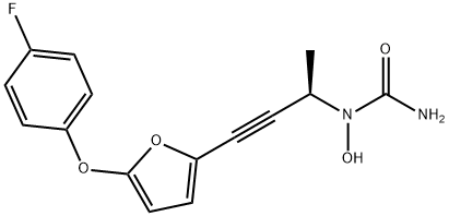 Urea, N-[(1R)-3-[5-(4-fluorophenoxy)-2-furanyl]-1-methyl-2-propyn-1-yl]-N-hydroxy- Struktur