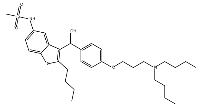 Methanesulfonamide, N-[2-butyl-3-[[4-[3-(dibutylamino)propoxy]phenyl]hydroxymethyl]-5-benzofuranyl]- Struktur