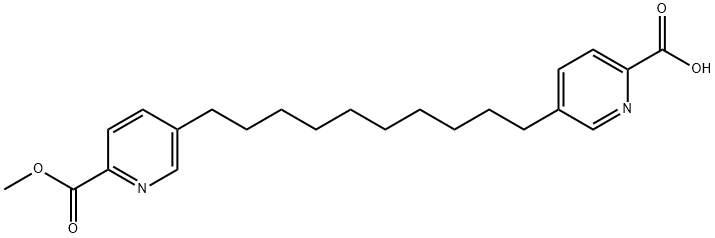 2-Pyridinecarboxylic acid, 5-[10-(6-carboxy-3-pyridinyl)decyl]-, 2-methyl ester Struktur