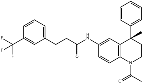 N-[(4S)-1-Acetyl-1,2,3,4-tetrahydro-4-methyl-4-phenyl-6-quinolinyl]-3-(trifluoromethyl)benzenepropanamide Struktur