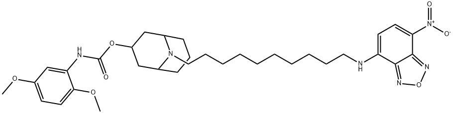 Carbamic acid, N-(2,5-dimethoxyphenyl)-, 9-[10-[(7-nitro-2,1,3-benzoxadiazol-4-yl)amino]decyl]-9-azabicyclo[3.3.1]non-3-yl ester Struktur