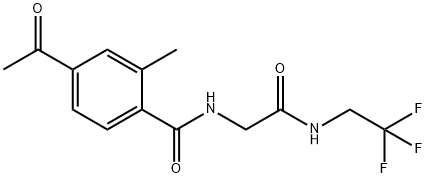 Benzamide, 4-acetyl-2-methyl-N-[2-oxo-2-[(2,2,2-trifluoroethyl)amino]ethyl]- Struktur