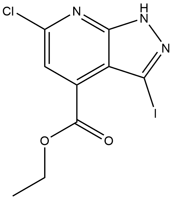 ethyl 6-chloro-3-iodo-1H-pyrazolo[3,4-b]pyridine-4-carboxylate Struktur