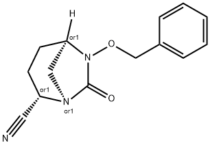 (2S,5R)-6-(benzyloxy)-7-oxo-1,6-diazabicyclo[3.2.1]octane-2-carbonitrile Struktur