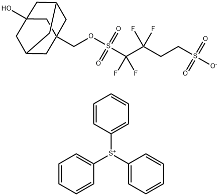 Sulfonium, triphenyl-, 1-[(3-hydroxytricyclo[3.3.1.13,7]dec-1-yl)methyl] 1,1,2,2-tetrafluoro-1,4-butanedisulfonate (1:1) Struktur