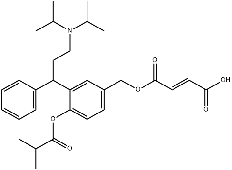 2-Butenedioic acid (2E)-, 1-[[3-[3-[bis(1-methylethyl)amino]-1-phenylpropyl]-4-(2-methyl-1-oxopropoxy)phenyl]methyl] ester Struktur