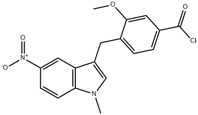 Benzoyl chloride, 3-methoxy-4-[(1-methyl-5-nitro-1H-indol-3-yl)methyl]- Struktur