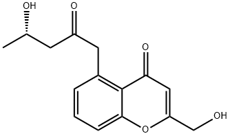 4H-1-Benzopyran-4-one, 2-(hydroxymethyl)-5-[(4S)-4-hydroxy-2-oxopentyl]- Struktur