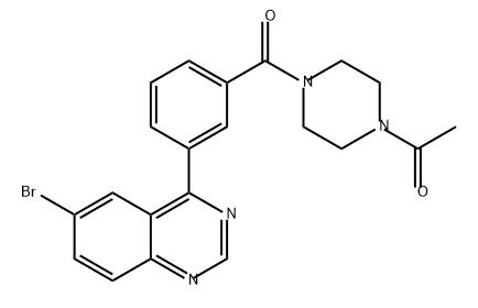 Ethanone, 1-[4-[3-(6-bromo-4-quinazolinyl)benzoyl]-1-piperazinyl]- Struktur