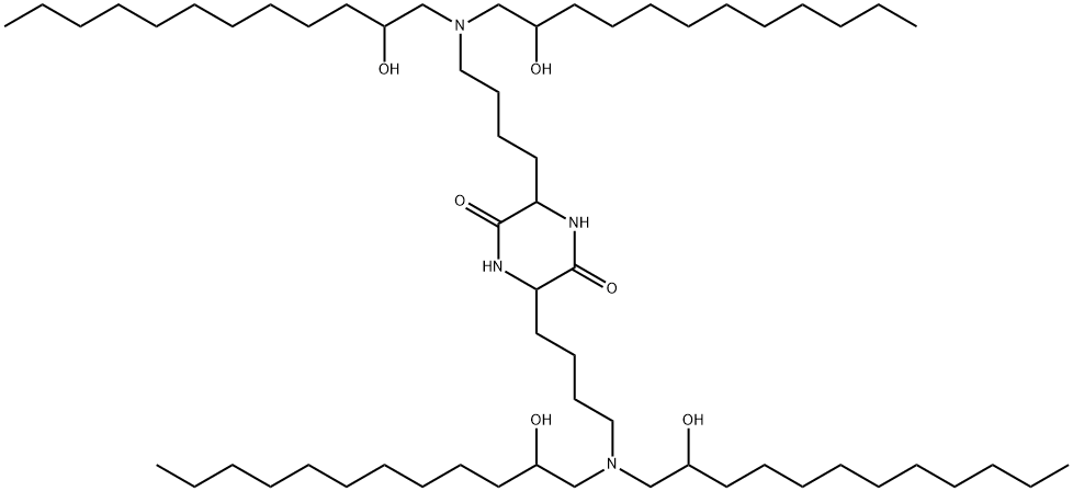 2,5-Piperazinedione, 3,6-bis[4-[bis(2-hydroxydodecyl)amino]butyl]- Struktur