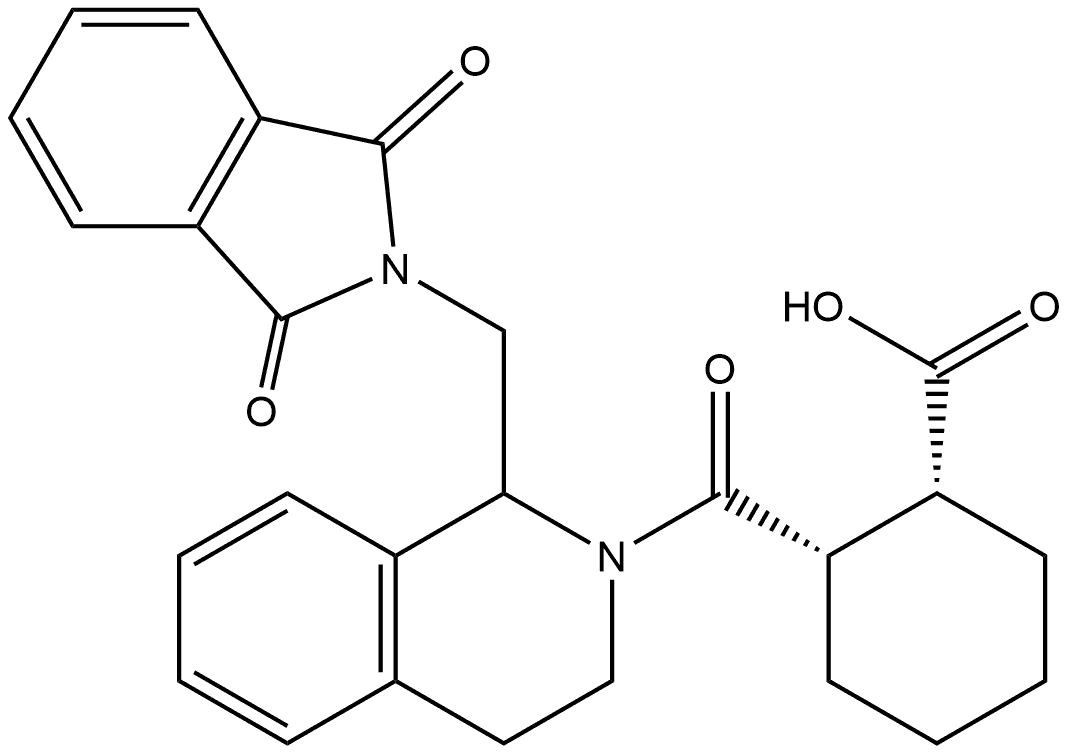 rel-(1R,2S)-2-[[1-[(1,3-Dihydro-1,3-dioxo-2H-isoindol-2-yl)methyl]-3,4-dihydro-2(1H)-isoquinolinyl]carbonyl]cyclohexanecarboxylic acid Struktur