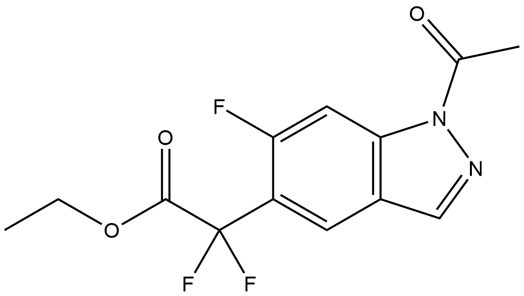 1H-Indazole-5-acetic acid, 1-acetyl-α,α,6-trifluoro-, ethyl ester Struktur