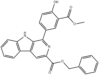 9H-Pyrido[3,4-b]indole-3-carboxylic acid, 1-[4-hydroxy-3-(methoxycarbonyl)phenyl]-, phenylmethyl ester Struktur