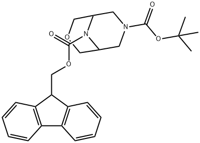 3-Oxa-7,9-diazabicyclo[3.3.1]nonane-7,9-dicarboxylic acid, 7-(1,1-dimethylethyl) 9-(9H-fluoren-9-ylmethyl) ester Struktur