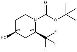 rel-tert-butyl (2R,4S)-4-hydroxy-2-(trifluoromethyl)piperidine-1-carboxylate Struktur