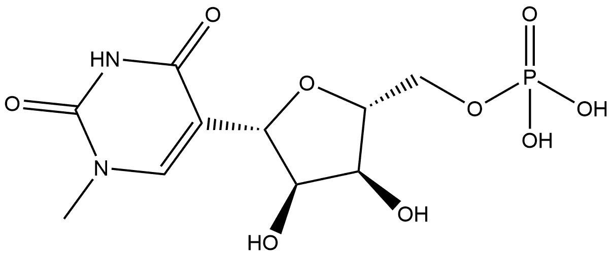 2,4(1H,3H)-Pyrimidinedione, 1-methyl-5-(5-O-phosphono-β-D-ribofuranosyl)- Struktur