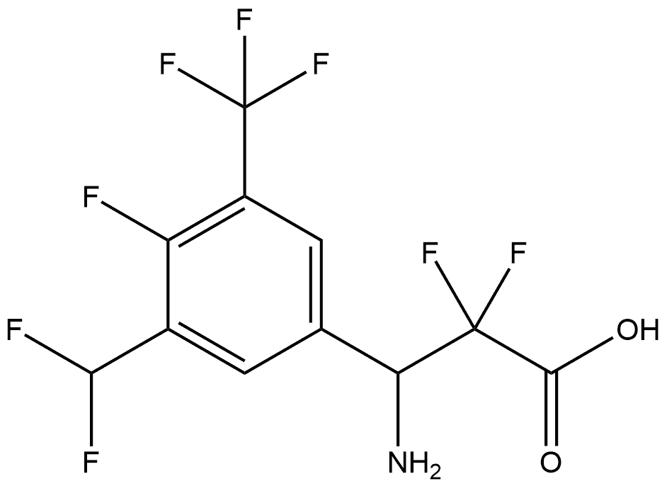 3-amino-3-(3-(difluoromethyl)-4-fluoro-5-(trifluoromethyl)phenyl)-2,2-difluoropropanoic acid Struktur