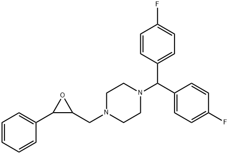 Piperazine, 1-[bis(4-fluorophenyl)methyl]-4-[(3-phenyl-2-oxiranyl)methyl]- Struktur