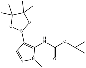 Carbamic acid, N-[1-methyl-4-(4,4,5,5-tetramethyl-1,3,2-dioxaborolan-2-yl)-1H-pyrazol-5-yl]-, 1,1-dimethylethyl ester Struktur