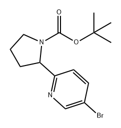 1-Pyrrolidinecarboxylic acid, 2-(5-bromo-2-pyridinyl)-, 1,1-dimethylethyl ester Struktur