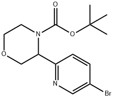 4-Morpholinecarboxylic acid, 3-(5-bromo-2-pyridinyl)-, 1,1-dimethylethyl ester Struktur