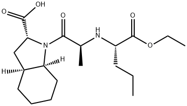 1H-Indole-2-carboxylic acid, 1-[(2S)-2-[[(1S)-1-(ethoxycarbonyl)butyl]amino]-1-oxopropyl]octahydro-, (2R,3aS,7aS)- Struktur