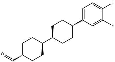 4-trans-[4-trans-(3,4-Difluorphenyl)-cyclohexyl]-cyclohexancarbaldehyd Struktur