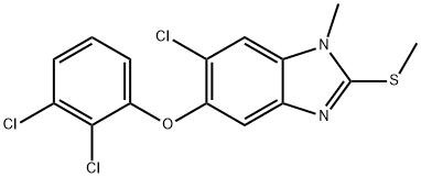 1H-Benzimidazole, 6-chloro-5-(2,3-dichlorophenoxy)-1-methyl-2-(methylthio)- Struktur