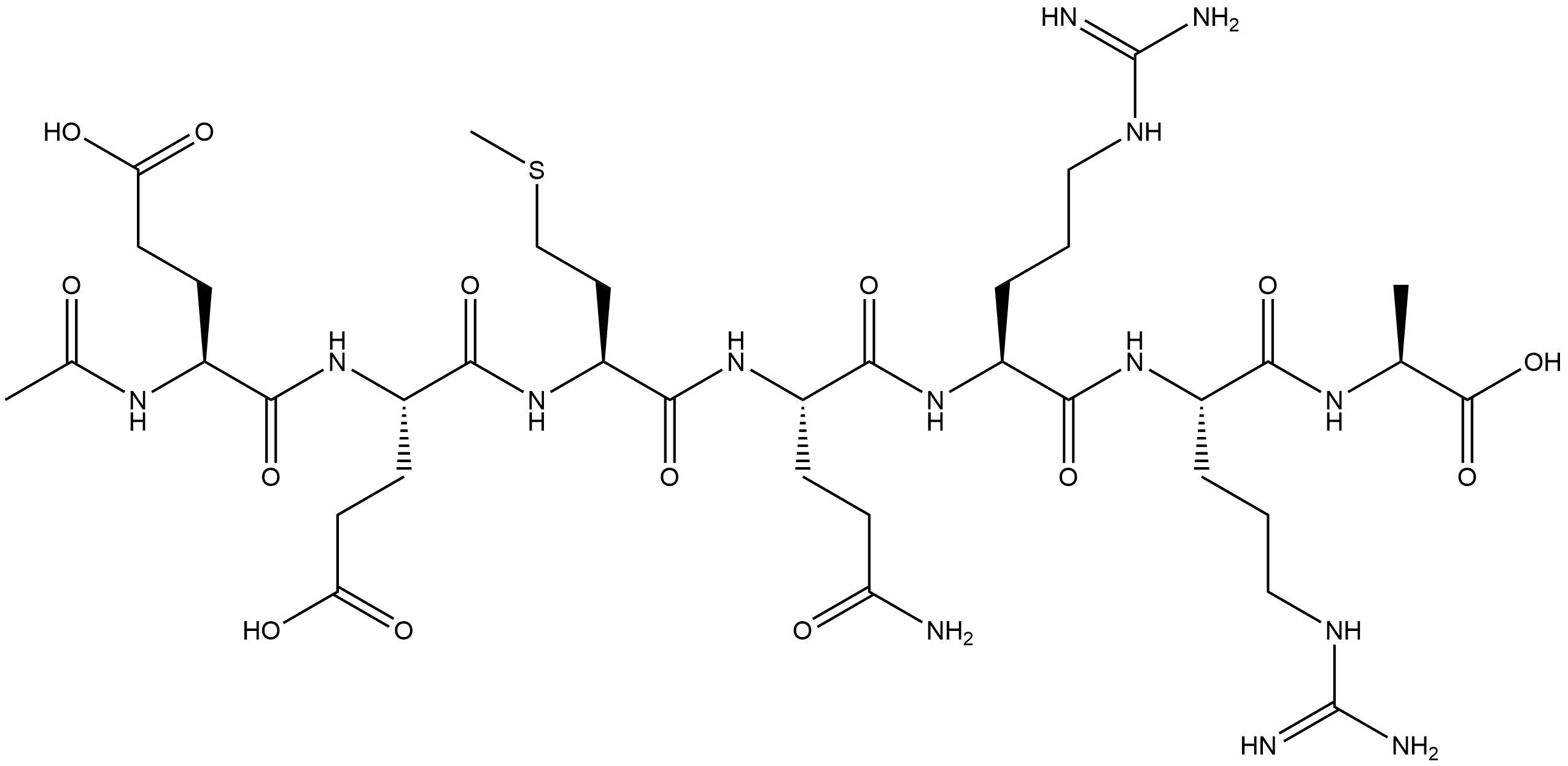 L-Alanine, N-acetyl-L-α-glutamyl-L-α-glutamyl-L-methionyl-L-glutaminyl-L-arginyl-L-arginyl- Struktur