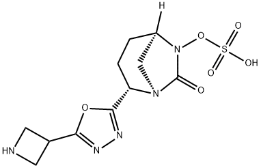 (2S,5R)-2-(5-(azetidin-3-yl)-1,3,4-oxadiazol-2-yl)-7-oxo-1,6-diazabicyclo[3.2.1]octan-6-yl hydrogen sulfate Struktur