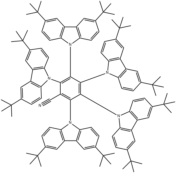 Benzonitrile, 2,3,4,5,6-pentakis[3,6-bis(1,1-dimethylethyl)-9H-carbazol-9-yl]- Struktur