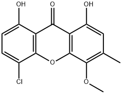 9H-Xanthen-9-one, 5-chloro-1,8-dihydroxy-4-methoxy-3-methyl- Struktur