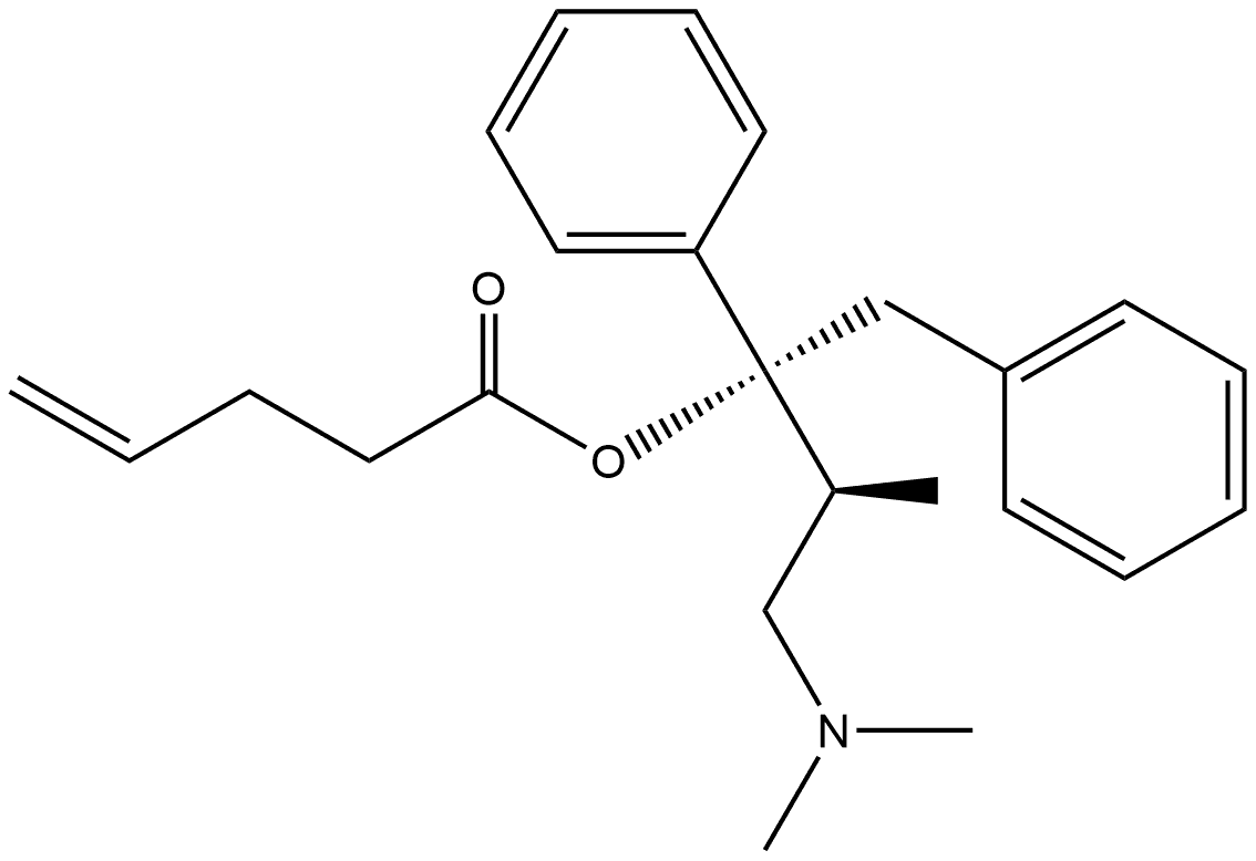 4-Pentenoic acid, 3-(dimethylamino)-2-methyl-1-phenyl-1-(phenylmethyl)propyl ester, [S-(R*,S*)]- (9CI) Struktur