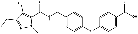 4-[4-[[[(4-Chloro-3-ethyl-1-methyl-1H-pyrazol-5-yl)carbonyl]amino]methyl]phenoxy]benzoic acid Struktur