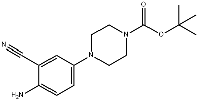 1-Piperazinecarboxylic acid, 4-(4-amino-3-cyanophenyl)-, 1,1-dimethylethyl ester Struktur