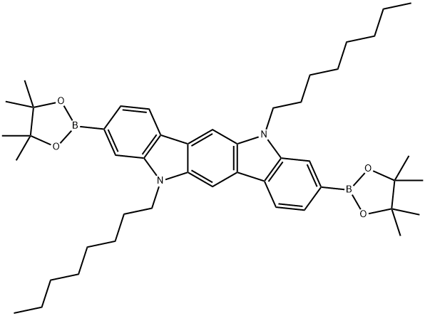 5,11-Dioctyl-3,9-bis(4,4,5,5-tetramethyl-1,3,2-dioxaborolan-2-yl)-5,11-dihydroindolo[3,2-b ]carbazole Struktur