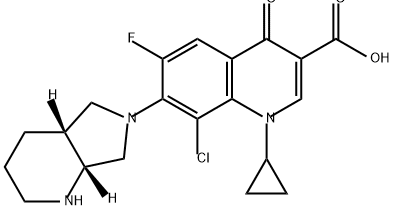 3-Quinolinecarboxylic acid, 8-chloro-1-cyclopropyl-6-fluoro-1,4-dihydro-7-[(4aR,7aR)-octahydro-6H-pyrrolo[3,4-b]pyridin-6-yl]-4-oxo- Struktur