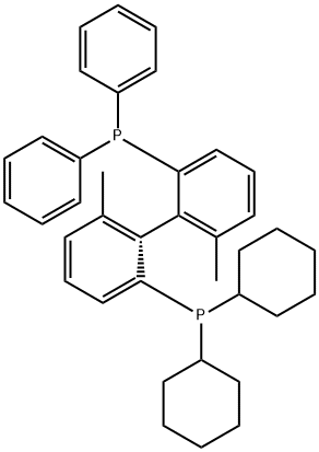 (R)-Dicyclohexyl(2'-(diphenylphosphino)-6,6'-dimethyl-[1,1'-biphenyl]-2-yl)phosphine Struktur