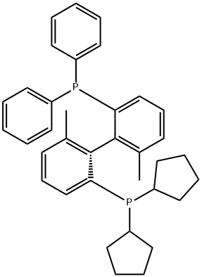 (R)-Dicyclopentyl(2'-(diphenylphosphino)-6,6'-dimethyl-[1,1'-biphenyl]-2-yl)phosphine Struktur