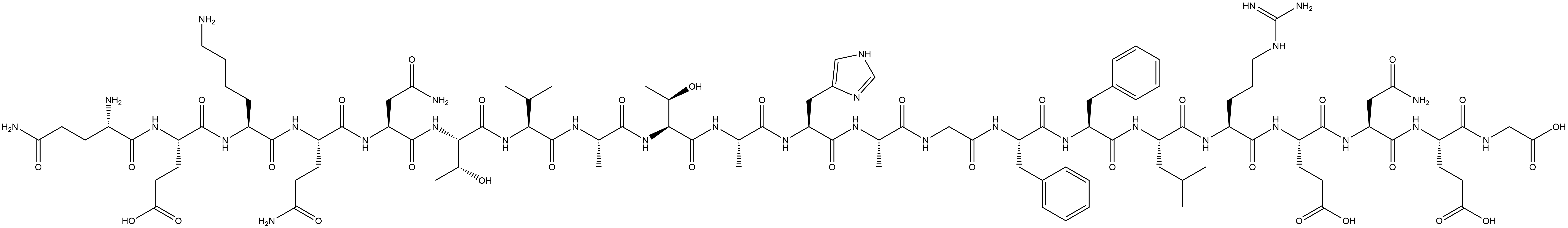 Glycine, L-glutaminyl-L-α-glutamyl-L-lysyl-L-glutaminyl-L-asparaginyl-L-threonyl-L-valyl-L-alanyl-L-threonyl-L-alanyl-L-histidyl-L-alanylglycyl-L-phenylalanyl-L-phenylalanyl-L-leucyl-L-arginyl-L-α-glutamyl-L-asparaginyl-L-α-glutamyl- Struktur