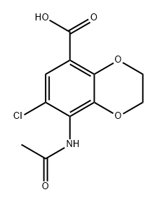 1,4-Benzodioxin-5-carboxylic acid, 8-(acetylamino)-7-chloro-2,3-dihydro- Struktur