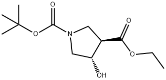 (3R,4S)-1-tert-butyl 3-ethyl 4-hydroxypyrrolidine-1,3-dicarboxylate Struktur