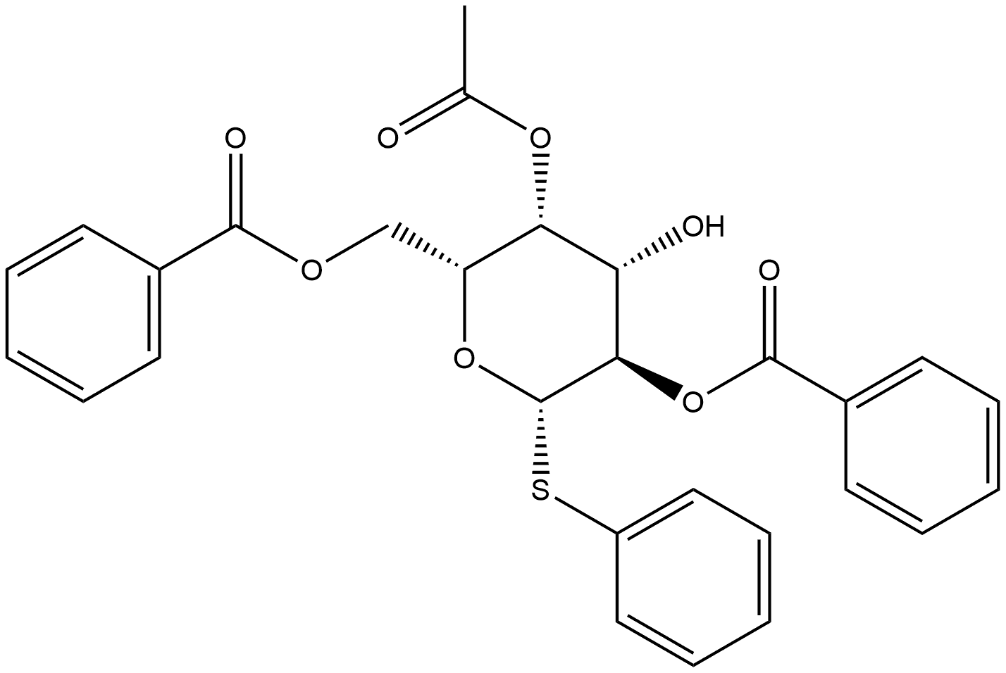 β-D-Galactopyranoside, phenyl 1-thio-, 4-acetate 2,6-dibenzoate Structure