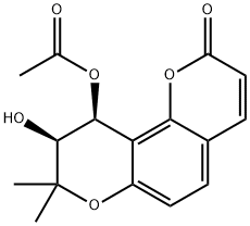 2H,8H-Benzo[1,2-b:3,4-b']dipyran-2-one, 10-(acetyloxy)-9,10-dihydro-9-hydroxy-8,8-dimethyl-, (9S,10S)- Struktur