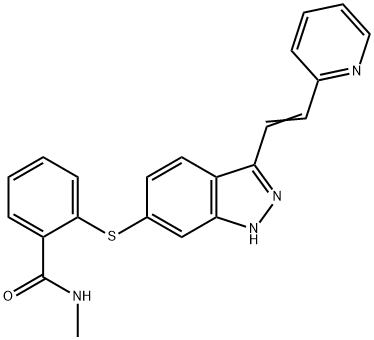 Benzamide, N-methyl-2-[[3-[2-(2-pyridinyl)ethenyl]-1H-indazol-6-yl]thio]- Struktur