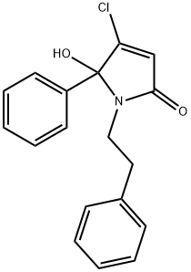 2H-Pyrrol-2-one, 4-chloro-1,5-dihydro-5-hydroxy-5-phenyl-1-(2-phenylethyl)- Struktur